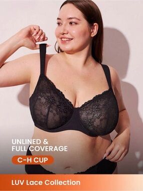 Luvlette LUV Black Lace Unlined Full-Coverage Bra